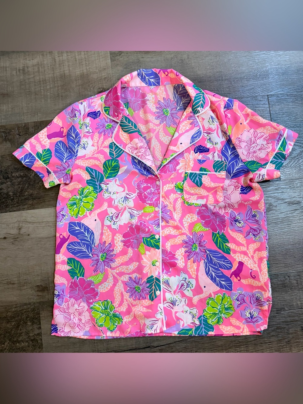 Lilly Pulitzer Teagan Tropical Floral Short Pajama Set🌸🐘 Size Small - Picture 2 of 15